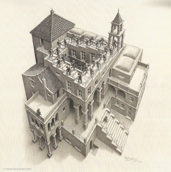 596x599 The Amazing World Of M. C. Escher Review - Escher Sketch