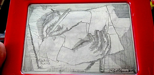 498x244 Escher Drawing Hands Permanent Etch A Sketch - Escher Sketch