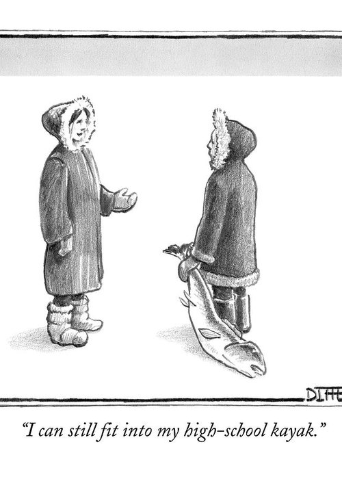 500x700 An Eskimo Woman Speaks To Another Eskimo Greeting Card For Sale By - Eskimo Sketch