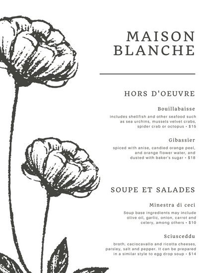 425x550 Red And Blue Illustrated Sketch French Menu - Et Sketch