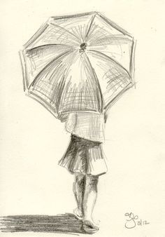 236x338 Girl With Umbrella - Etsy Sketch