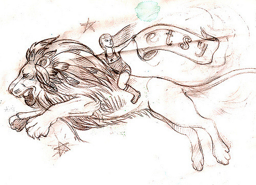 500x361 Sketch Of Etsy Lion Working On The Sketch For The Etsy - Etsy Sketch