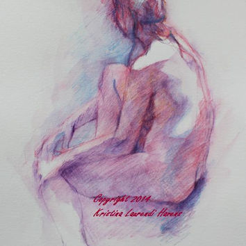 354x354 Watercolor Sketch Figure Drawing Of From Krystyna81 On Etsy - Etsy Sketch