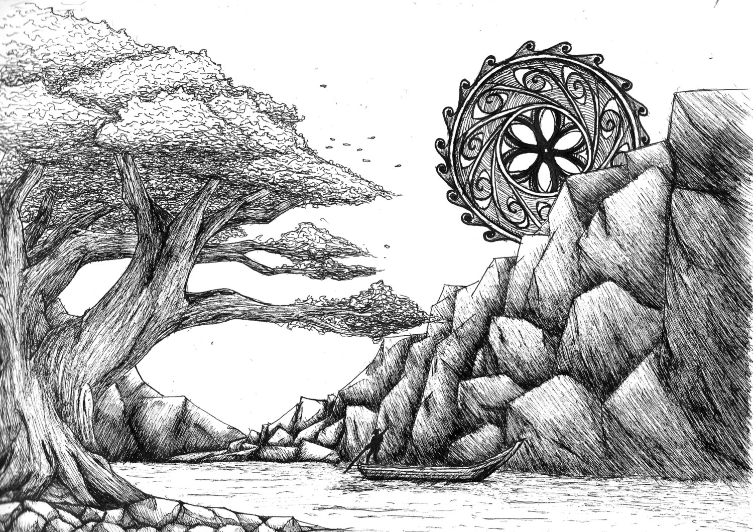 1500x1060 Black And White Landscape Sketches Simple Black And White - Etsy Sketch