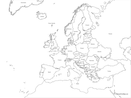 460x345 Map Of Europe With Countries - Europe Map Sketch