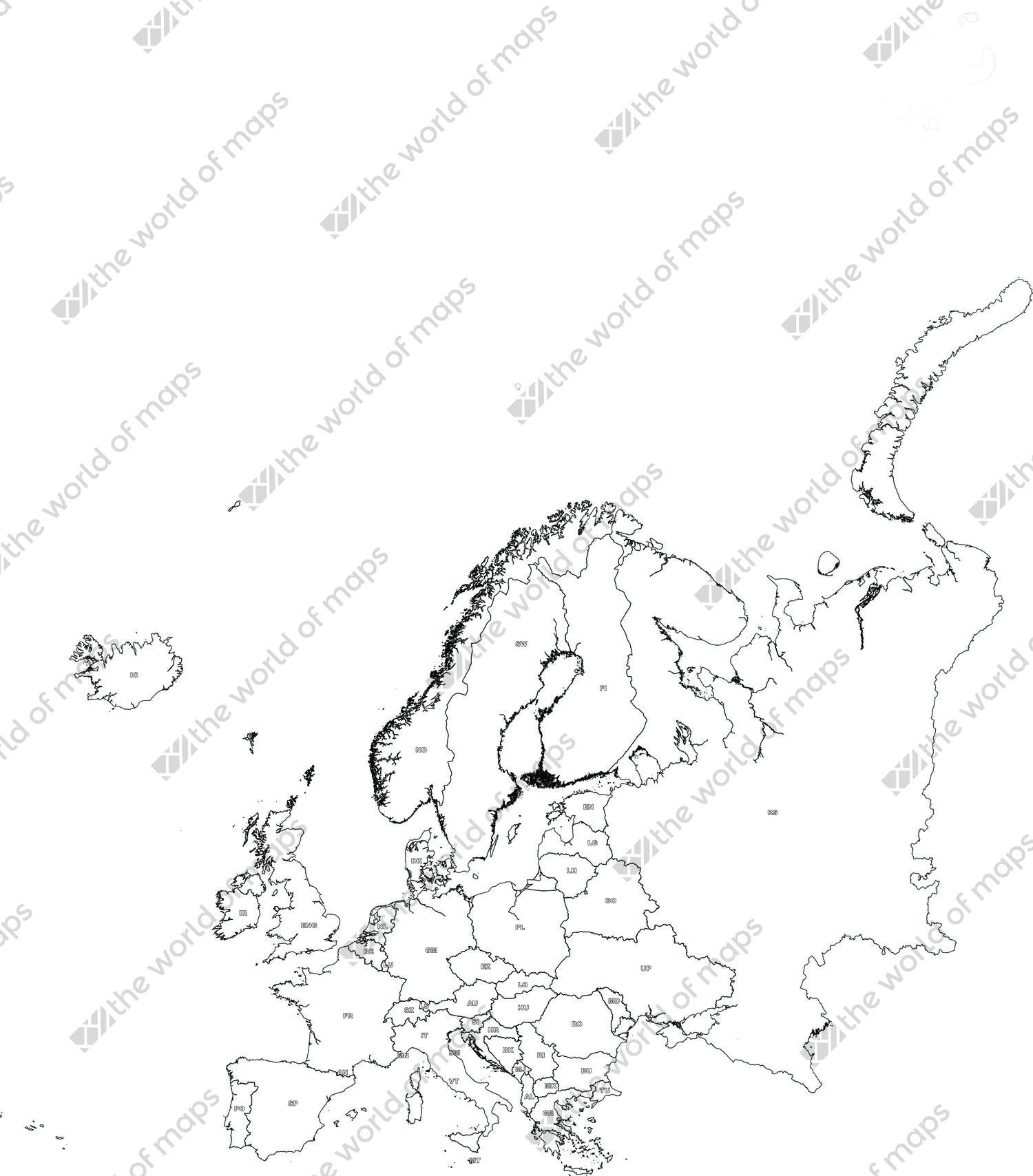 1500x1708 Digital Map Of Europe (Free) The World Of - Europe Map Sketch