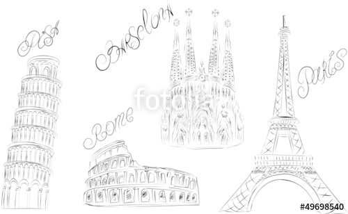 500x308 Europe Landmark. Vector Sketch Stock Image And Royalty Free - Europe Sketch