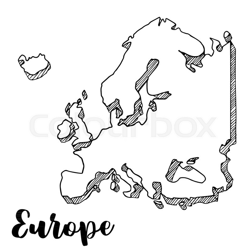 800x800 Hand Drawn Europe Map Sketch,vector Illustration Stock Vector - Europe Sketch