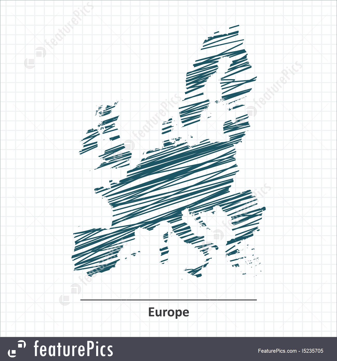 1300x1392 Illustration Of Doodle Sketch Of Europe Map - Europe Sketch Map