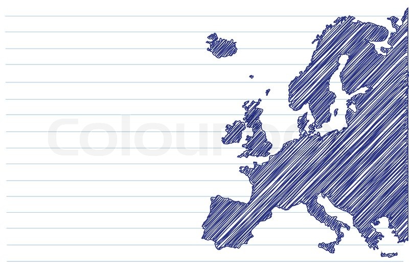 800x532 Scribble Sketch Of Europe Map On A Notepad Sheet Stock Vector - Europe Sketch Map
