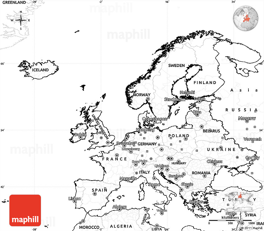 850x742 Blank Simple Map Of Europe - Europe Sketch Map