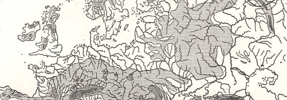 1000x350 The Isothermal Zone Of Europe. Sketch Map 1885 Old Antique Plan Chart - Europe Sketch Map