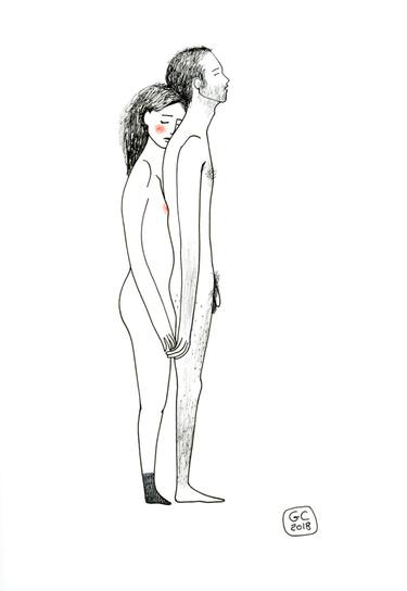 375x544 Birthday. Adam Amp Eve Series. Original Drawing By Georgiana Chitac - Eve Sketch