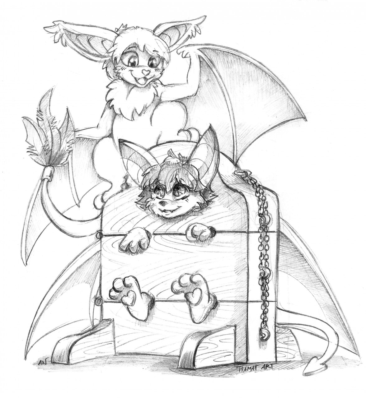 1176x1280 Sketch Commission Evergreen And Seraphiel By Alientiamat - Evergreen Sketch