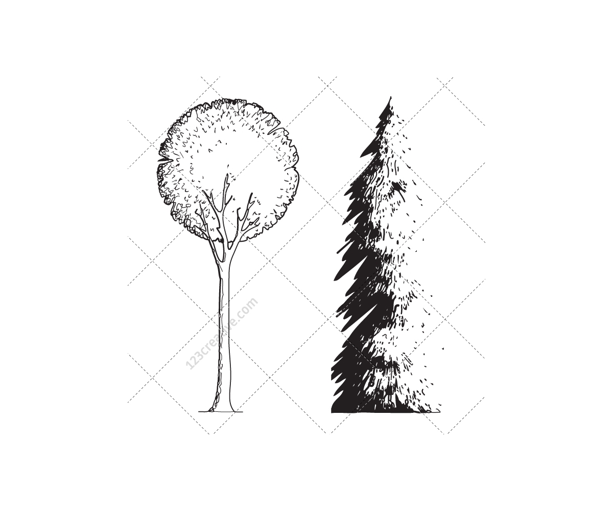 1200x1000 Sketch Tree Vector Pack - Evergreen Sketch