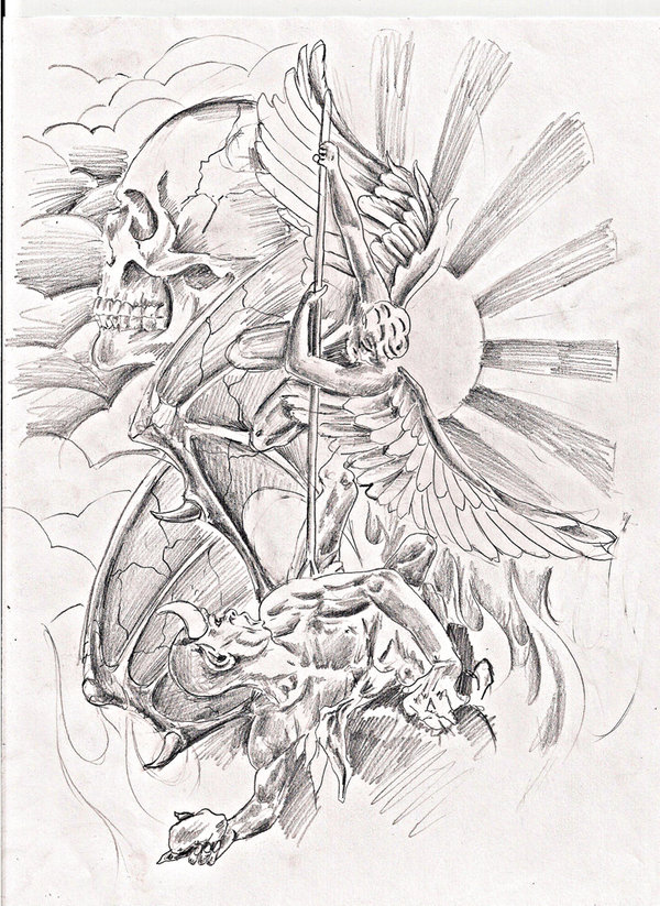 600x823 Evil Tattoo Art Drawing Drawing Skill - Evil Angel Sketch