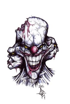 235x348 The 14 Best Evil Clown Tattoo Drawings Images Evil - Evil Clown Sketches