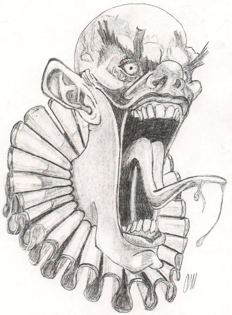768x1041 Evil Clown By Cagedspirit Clowns - Evil Clown Sketches
