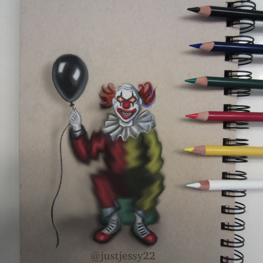 1024x1024 Creepy Clown Drawing By Jessyg22 - Evil Clown Sketches