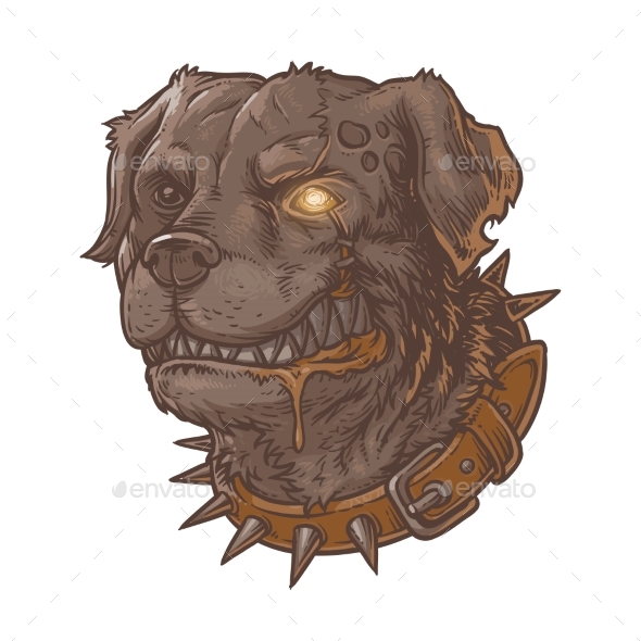 590x590 Vector Illustration Of Evil Mad Dog By Vectorpocket Graphicriver - Evil Dog Sketch