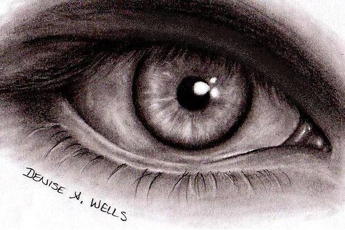 500x333 Realistic Eye Drawing By Denise A. Wells Some Things Are Black - Evil Eye Sketch