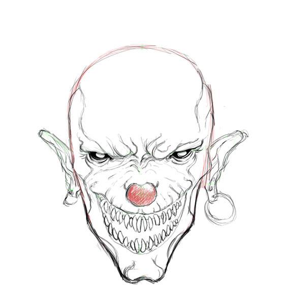 600x600 Evil Clown Drawings - Evil Face Sketch