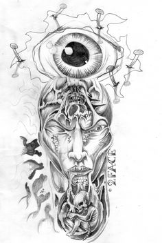 236x352 The 36 Best Evil Face Tattoo Drawings Images Face - Evil Face Sketch
