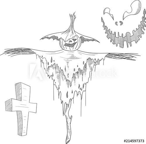 500x493 White Halloween Background With Hand Drawn Evil Spirits Sketches - Evil Sketches