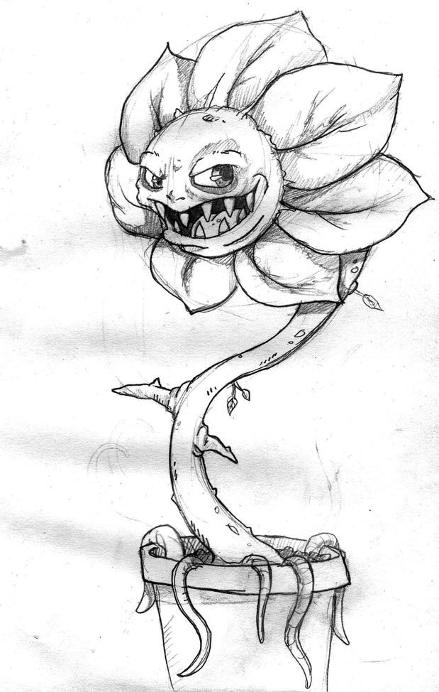 619x974 Evil Flower Sketch By On @deviant Art - Evil Sketches