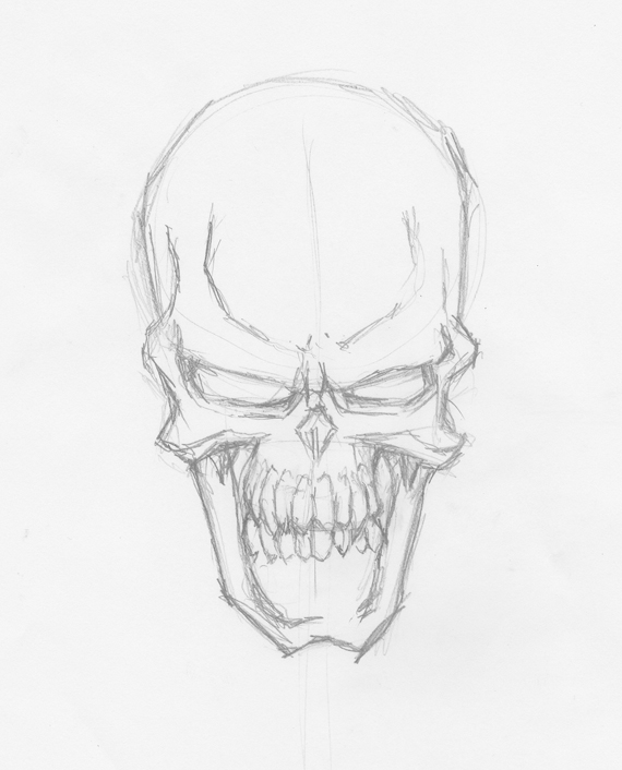 570x706 How To Draw Evil Vector Skulls In Illustrator - Evil Skull Sketches