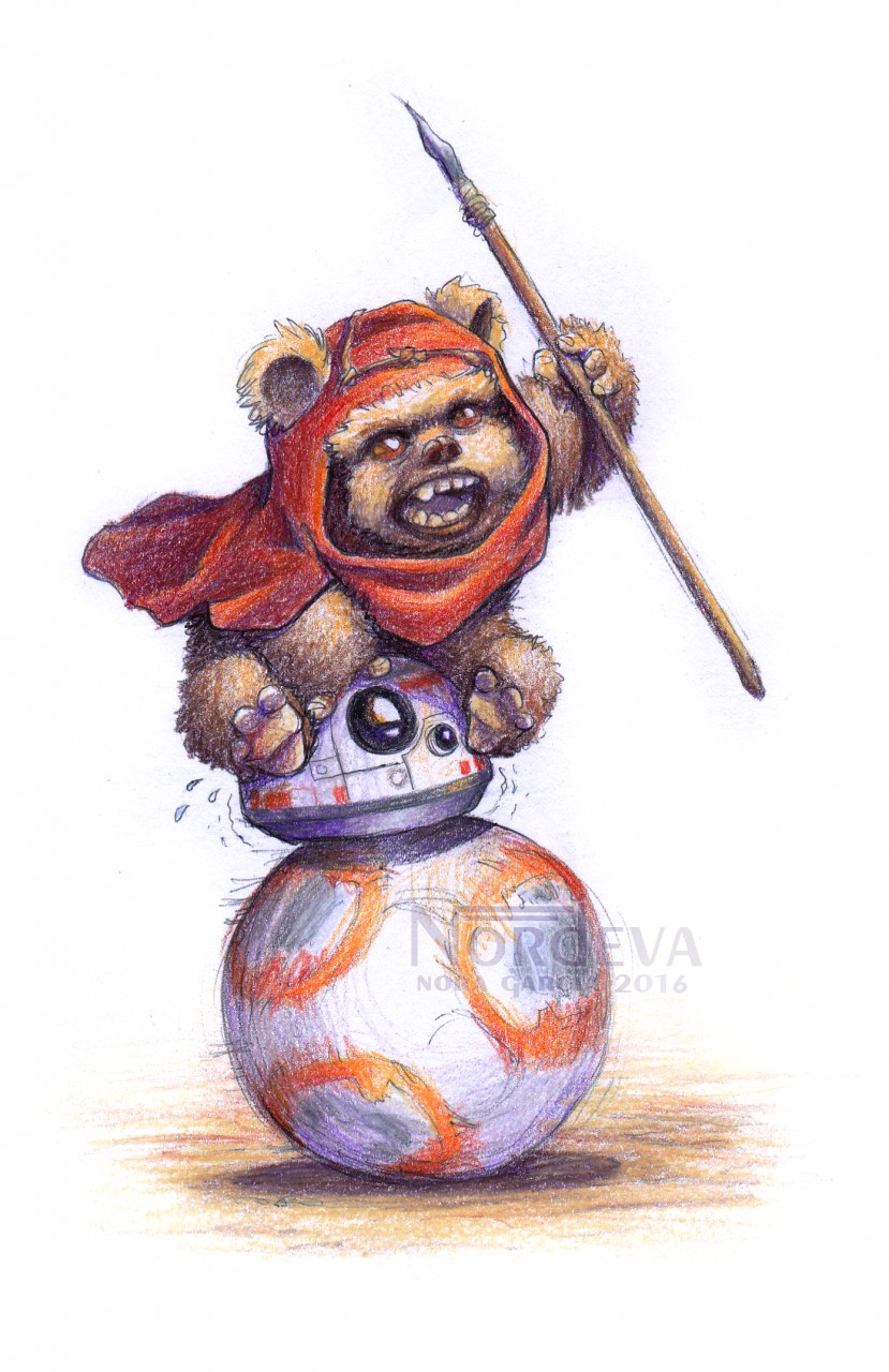 829x1280 Ewok On Bb 8 By Nordeva - Ewok Sketch
