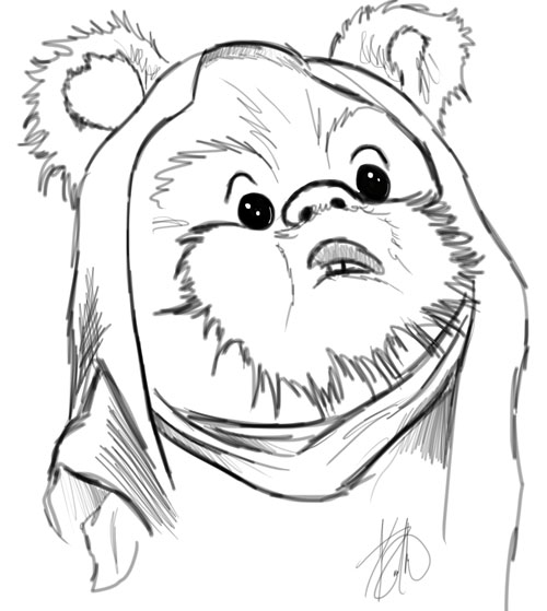 500x559 Ewok Sketch Work By Keith Quintanilla - Ewok Sketch