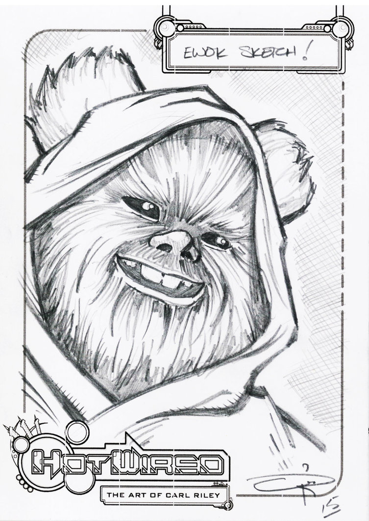 753x1061 Free Ewok Sketch 2015 By Carl Riley Art - Ewok Sketch