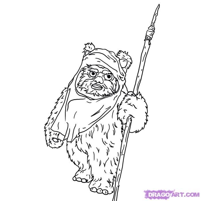 700x700 How To Draw An Ewok, Step By Step, Star Wars Characters, Draw Star - Ewok Sketch