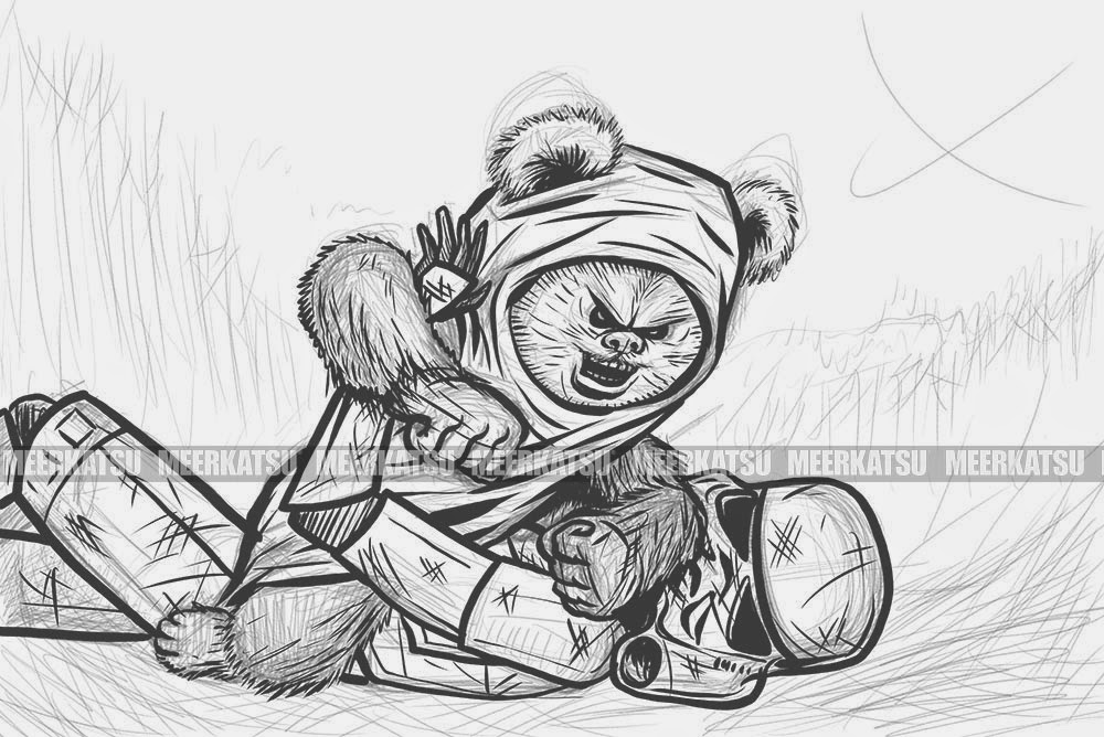 1000x668 Meerkatsu Art Ewok Vs Stormtrooper - Ewok Sketch