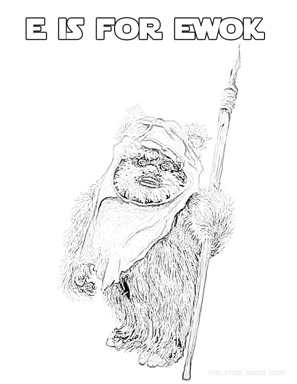 612x792 Star Wars Alphabet Coloring Page - Ewok Sketch