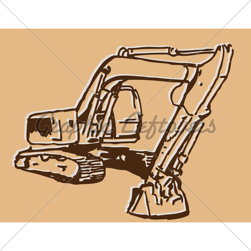 500x500 Excavator Sketch Gl Stock Images - Excavator Sketch
