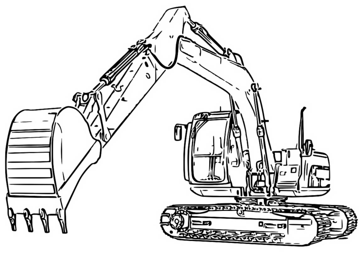 1142x814 Excavator Clipart Coloring Book ~ Frames ~ Illustrations ~ Hd - Excavator Sketch