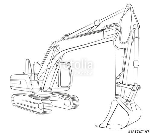 500x446 Excavator Sketch. Stock Image And Royalty Free Vector Files On - Excavator Sketch