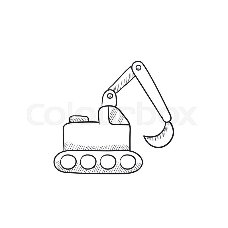 800x800 Excavator Vector Sketch Icon Isolated On Background. Hand Drawn - Excavator Sketch