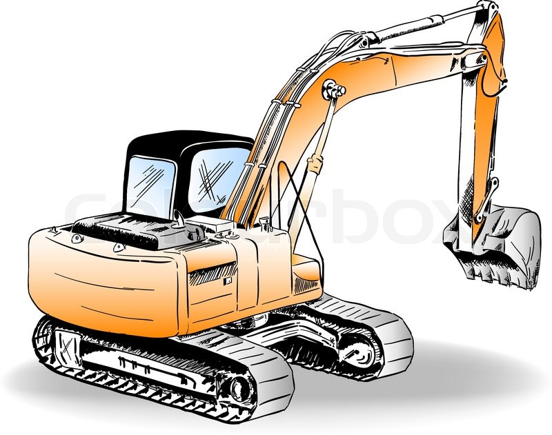 800x631 Sketch Of Excavator On The White Stock Vector Colourbox - Excavator Sketch
