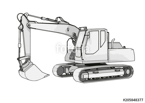 500x354 Sketch Of An Excavator Vector Stock Image And Royalty Free Vector - Excavator Sketch