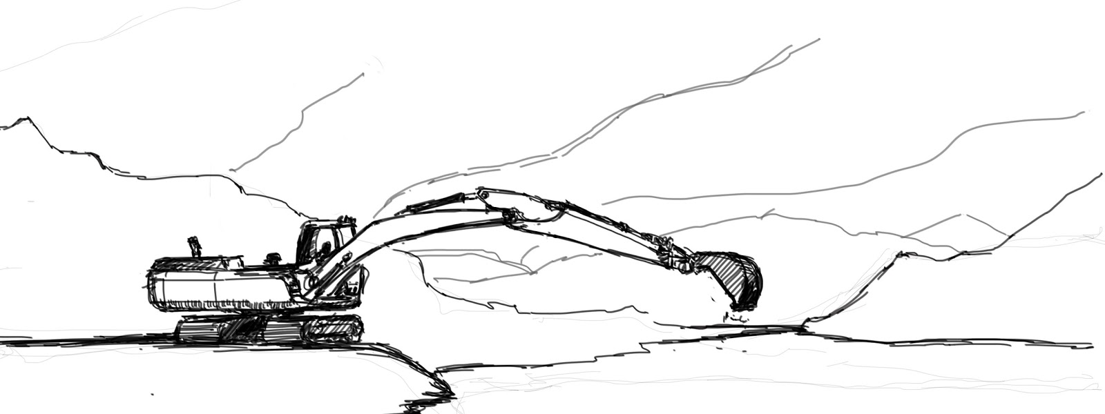 1600x600 A Place Of Practice Excavator Sketch - Excavator Sketch
