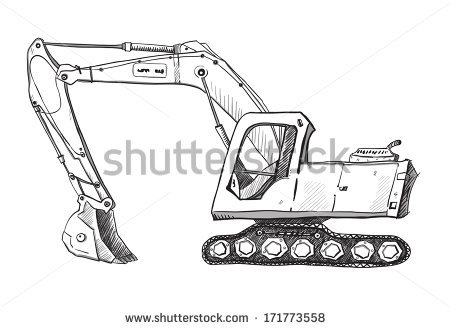 450x329 Bulldozer Clipart Sketch ~ Frames ~ Illustrations ~ Hd Images - Excavator Sketch