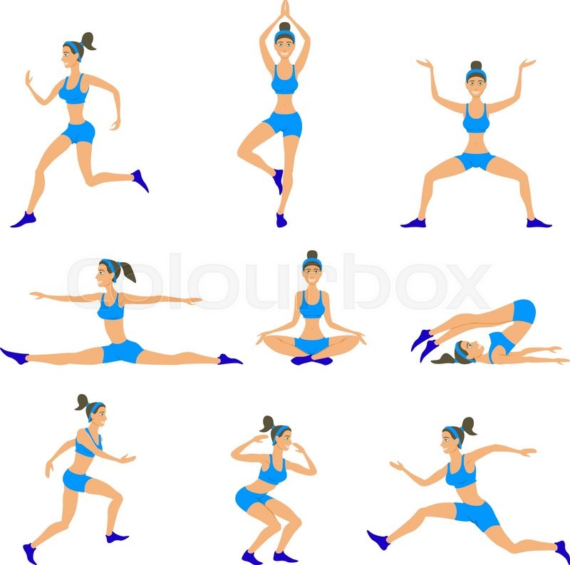 800x793 Vector Yoga Illustration. Yoga Set. Yoga Exercises. Women Yoga - Exercise Sketch