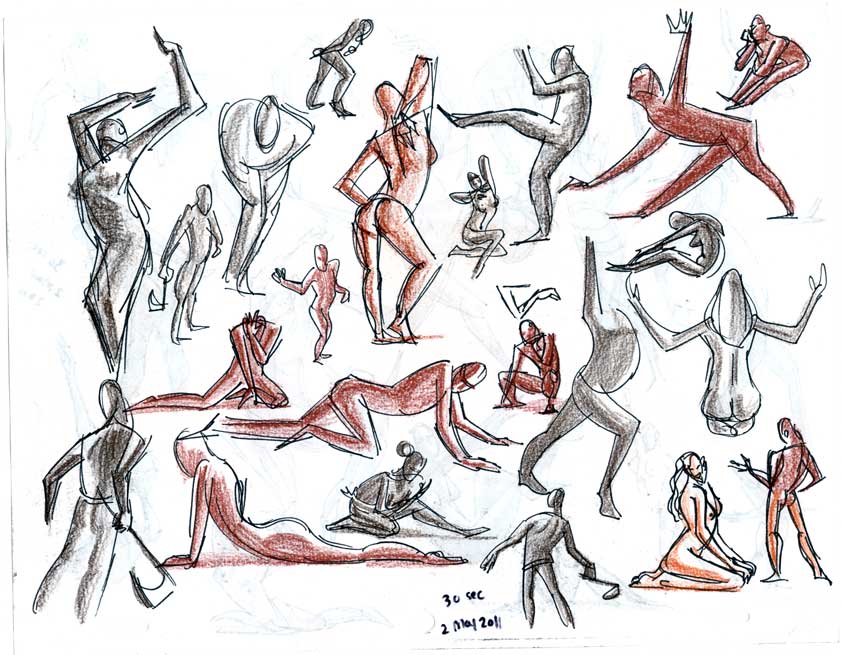 842x655 Gesture Drawing W Tone And Shadow Exercise Too Legit To Quit - Exercise Sketch
