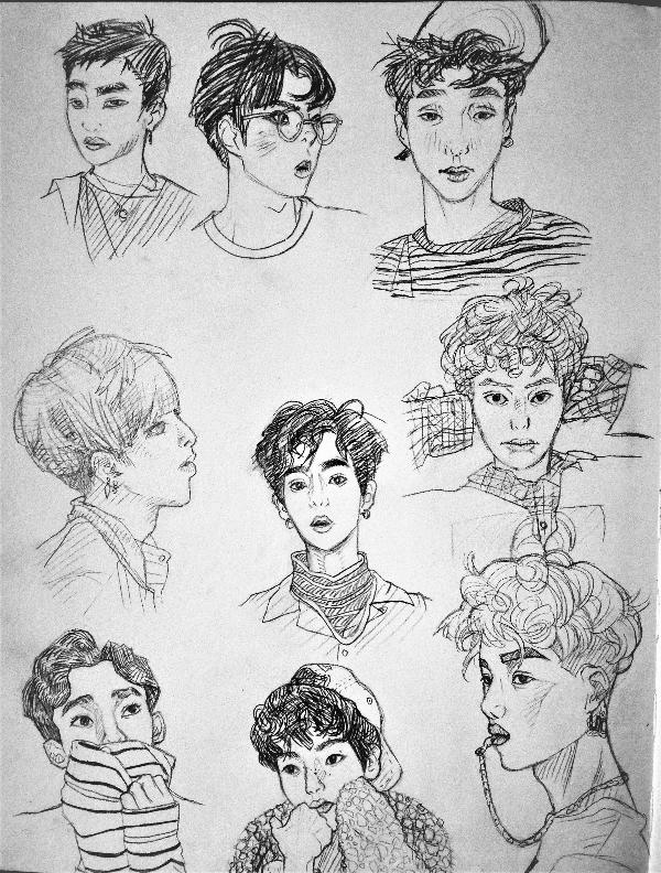 600x792 Fanbook Fan Art Social Platform - Exo Sketch