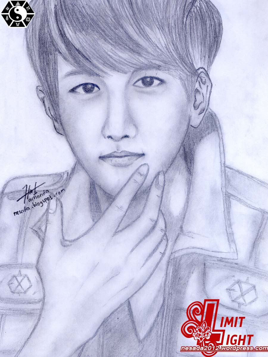 900x1200 Sketsa] Wajah Byun Baek Hyun (2) Exo K Onii Chan Limit Light - Exo Sketch