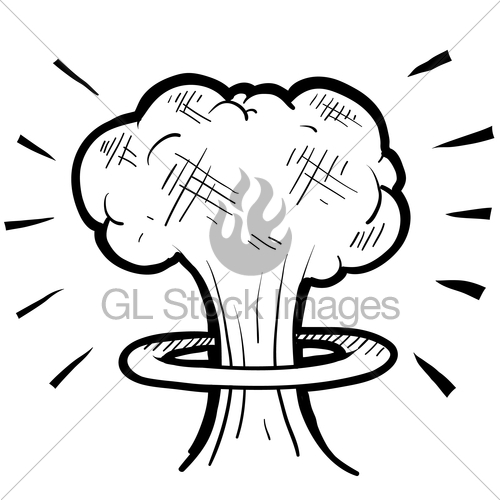 500x500 Nuclear Explosion Mushroom Cloud Sketch Gl Stock Images - Explosion Sketch