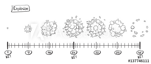 500x213 Storyboard Animation Explosion. Sketch On The Timeline - Explosion Sketch